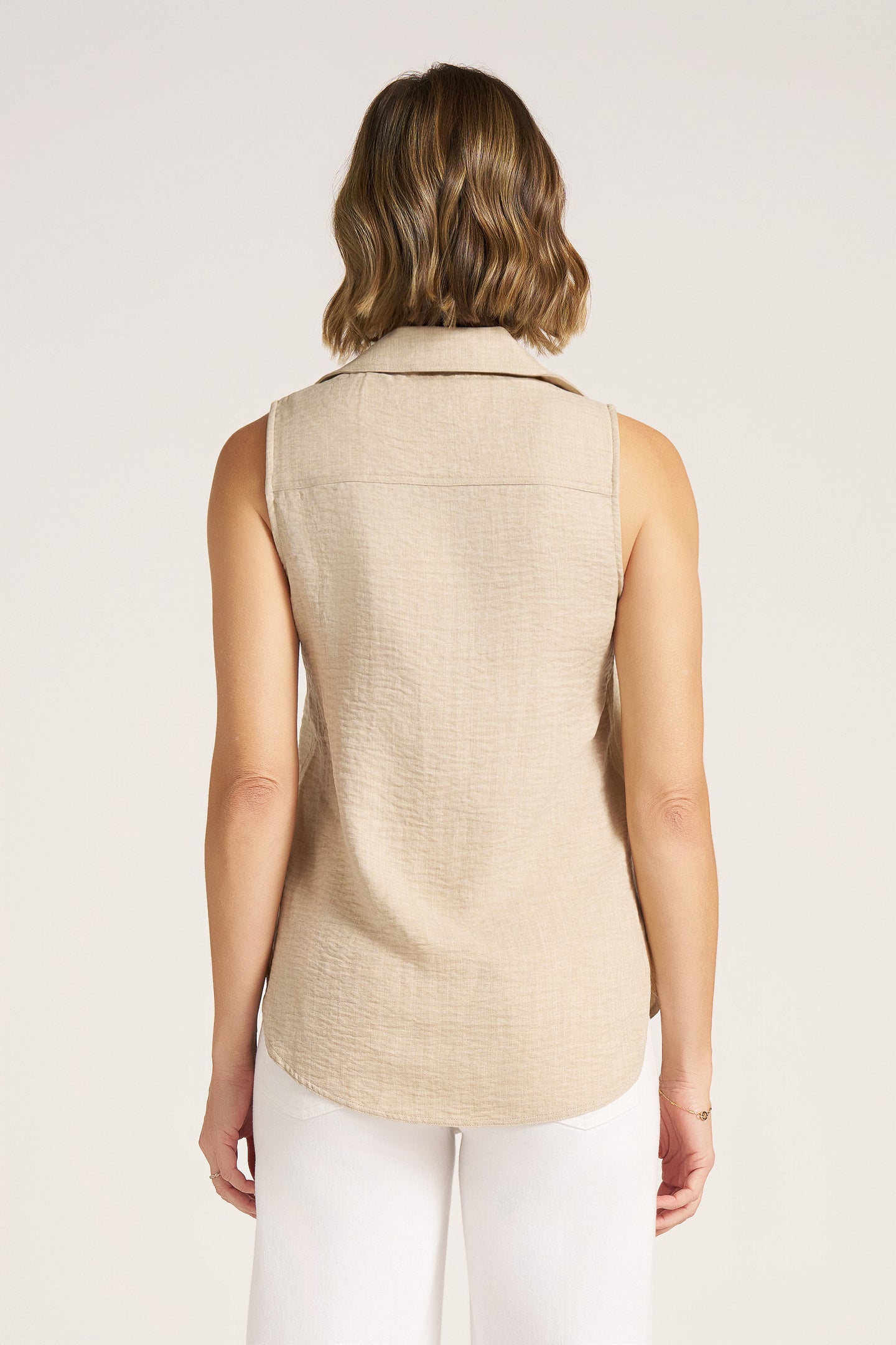 EUCLID SLEEVELESS SHIRT - NATURAL