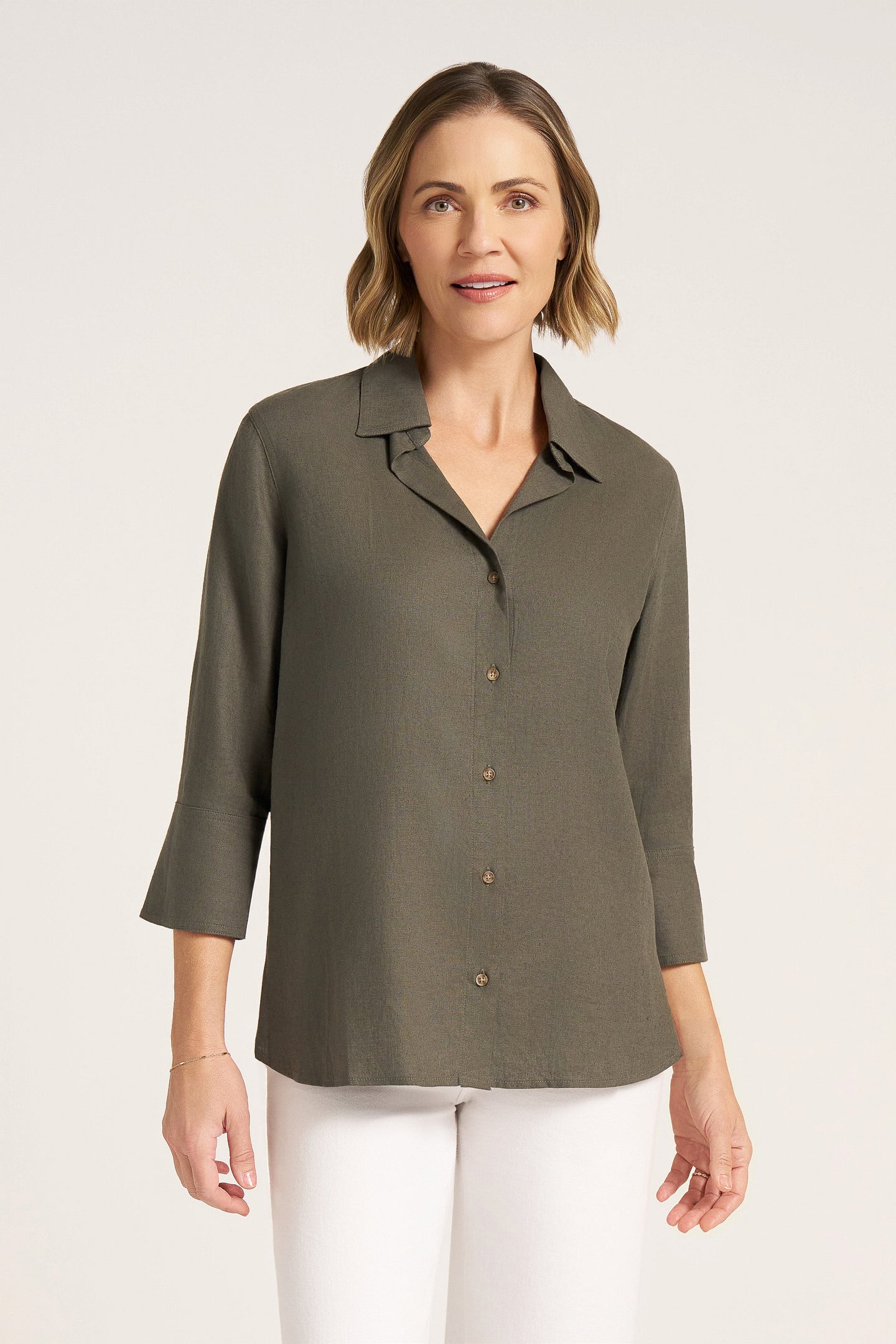 CHRYSTIE BUTTON UP - DARK OLIVE
