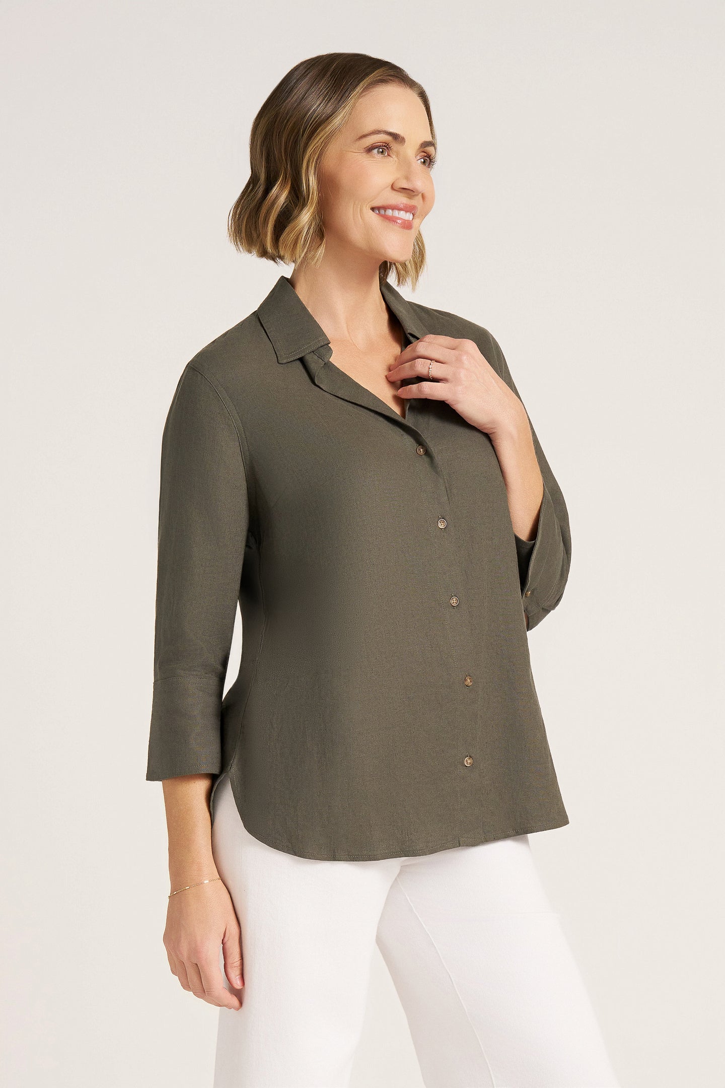 CHRYSTIE BUTTON UP - DARK OLIVE