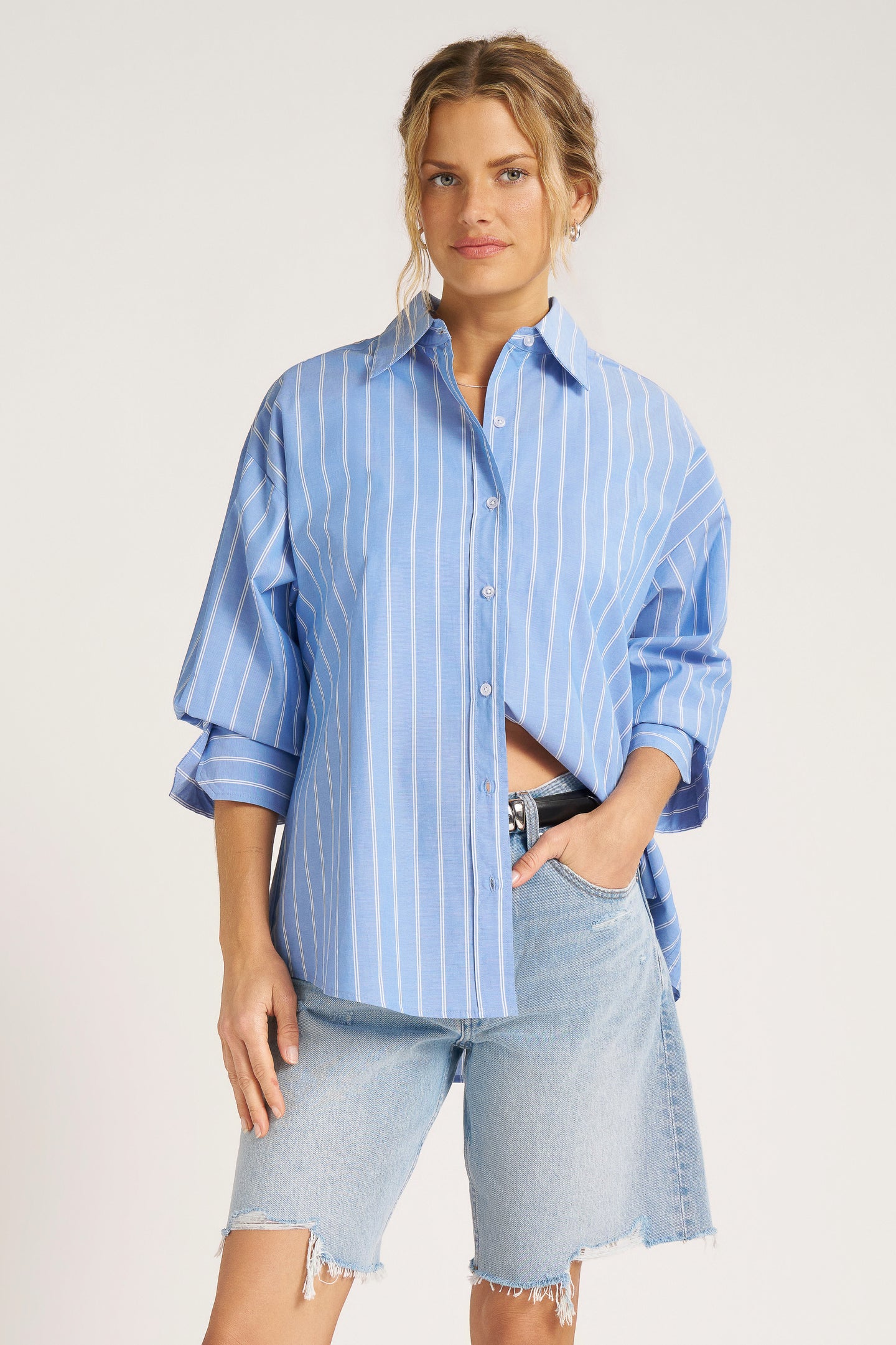 GENEVIEVE BUTTON UP - FRENCH BLUE