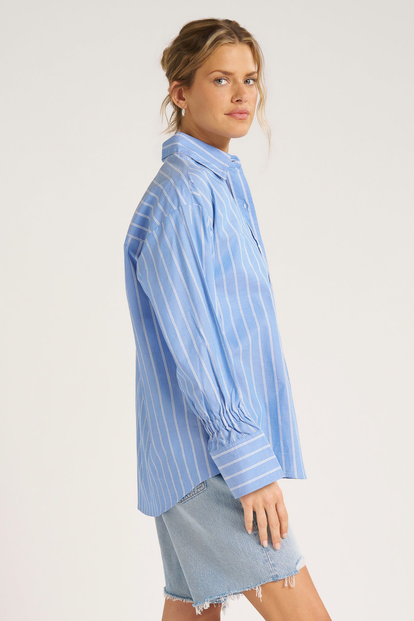 GENEVIEVE BUTTON UP - FRENCH BLUE