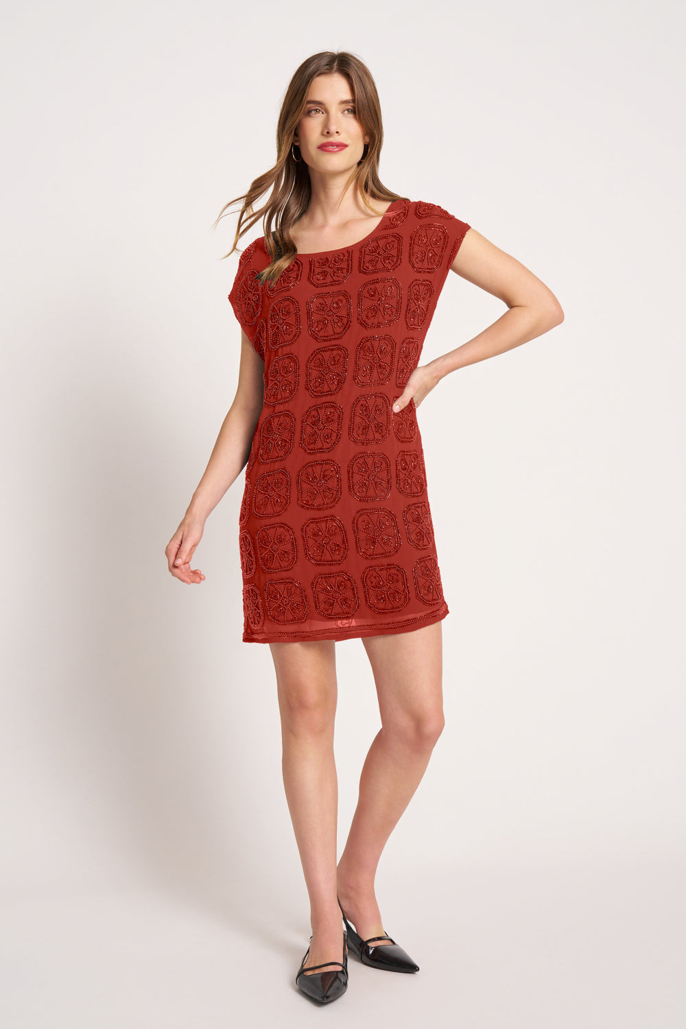BEADED CHIFFON DRESS - SIENNA