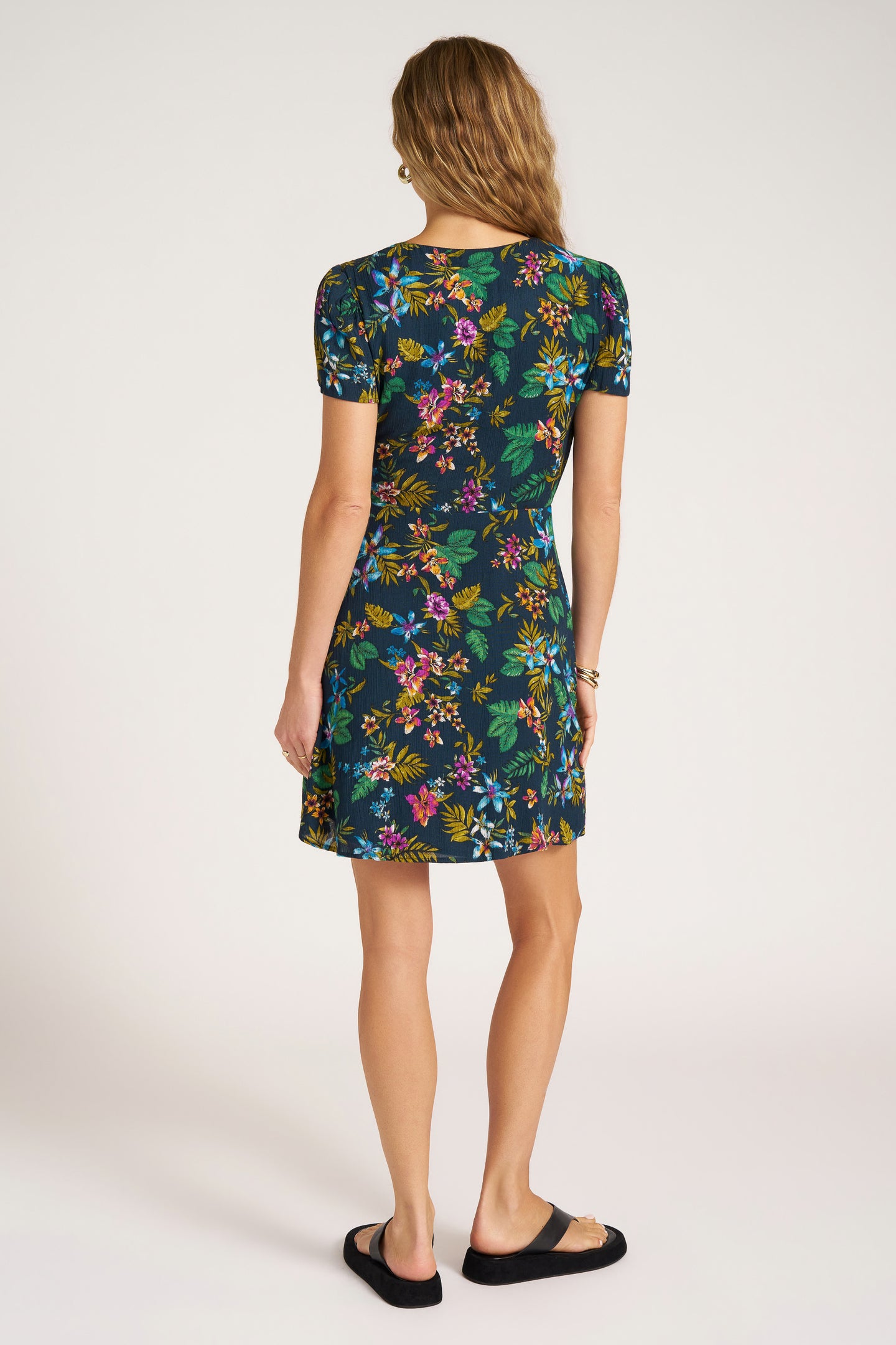BALI FLORAL PRINT WRAP DRESS - INK