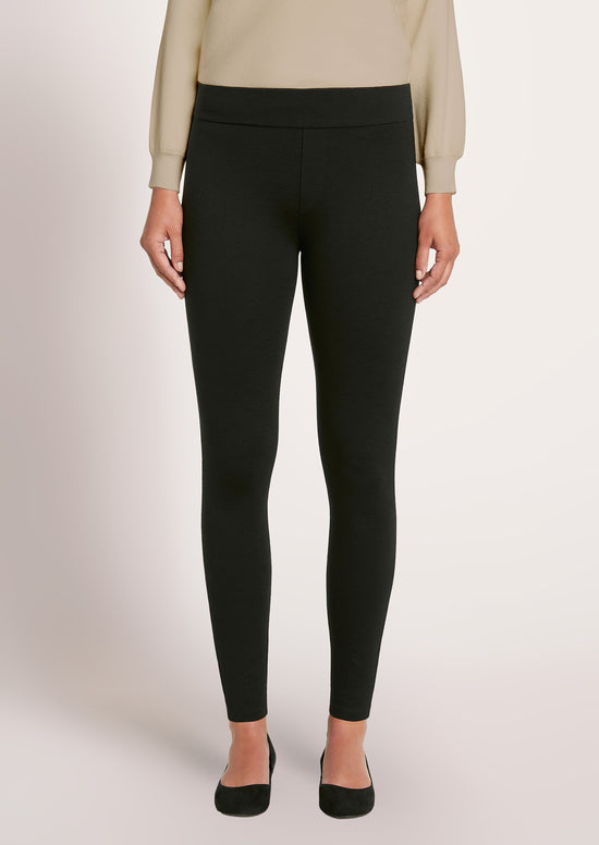 ROMONA SLUB KNIT PONTE PANT - BLACK