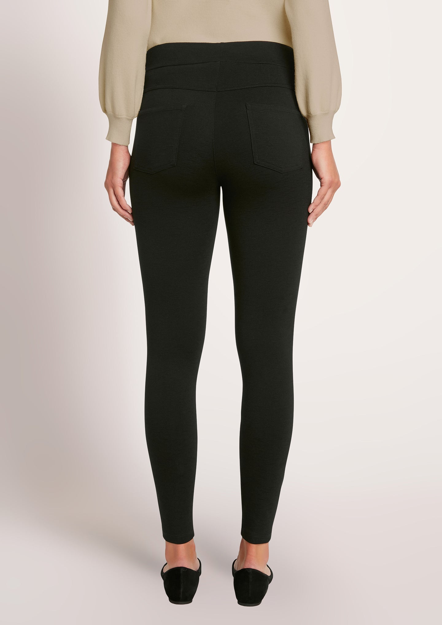 ROMONA SLUB KNIT PONTE PANT - BLACK