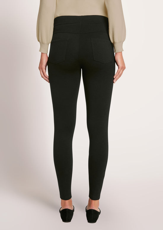 ROMONA SLUB KNIT PONTE PANT - BLACK