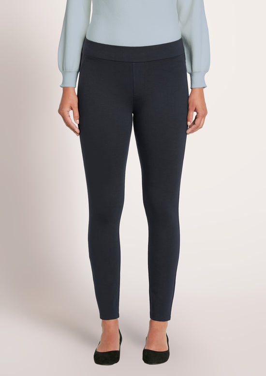 ROMONA SLUB KNIT PONTE PANT - NAVY