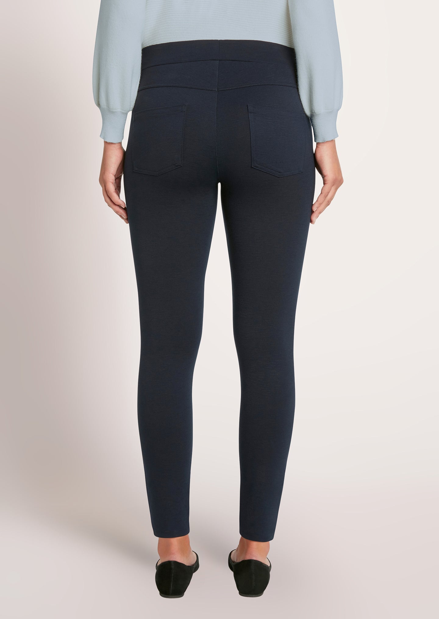 ROMONA SLUB KNIT PONTE PANT - NAVY