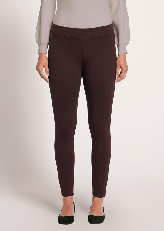 ROMONA SLUB KNIT PONTE PANT - DEEP BURGUNDY