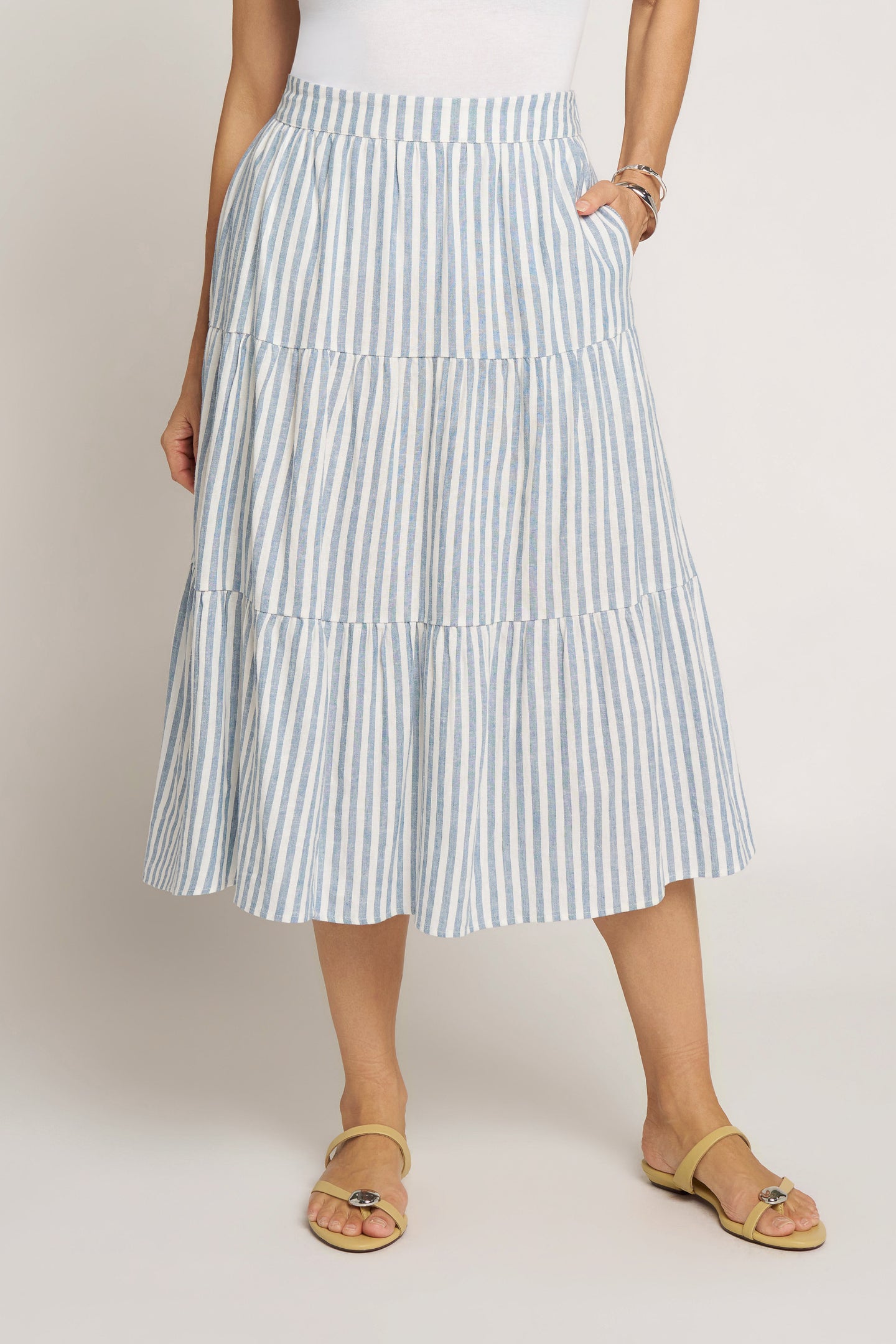 EMORY TIERED SKIRT - DENIM