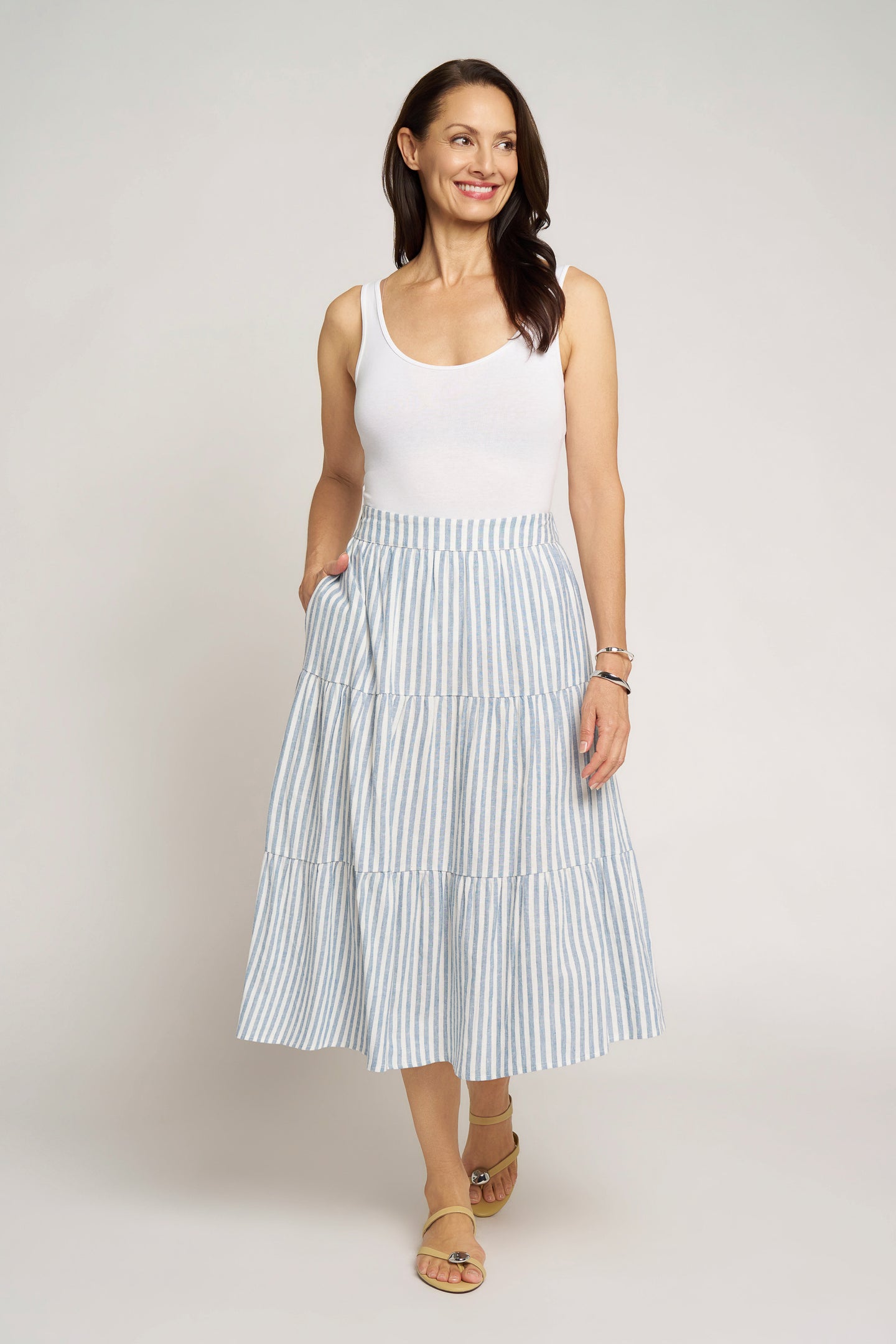 EMORY TIERED SKIRT - DENIM
