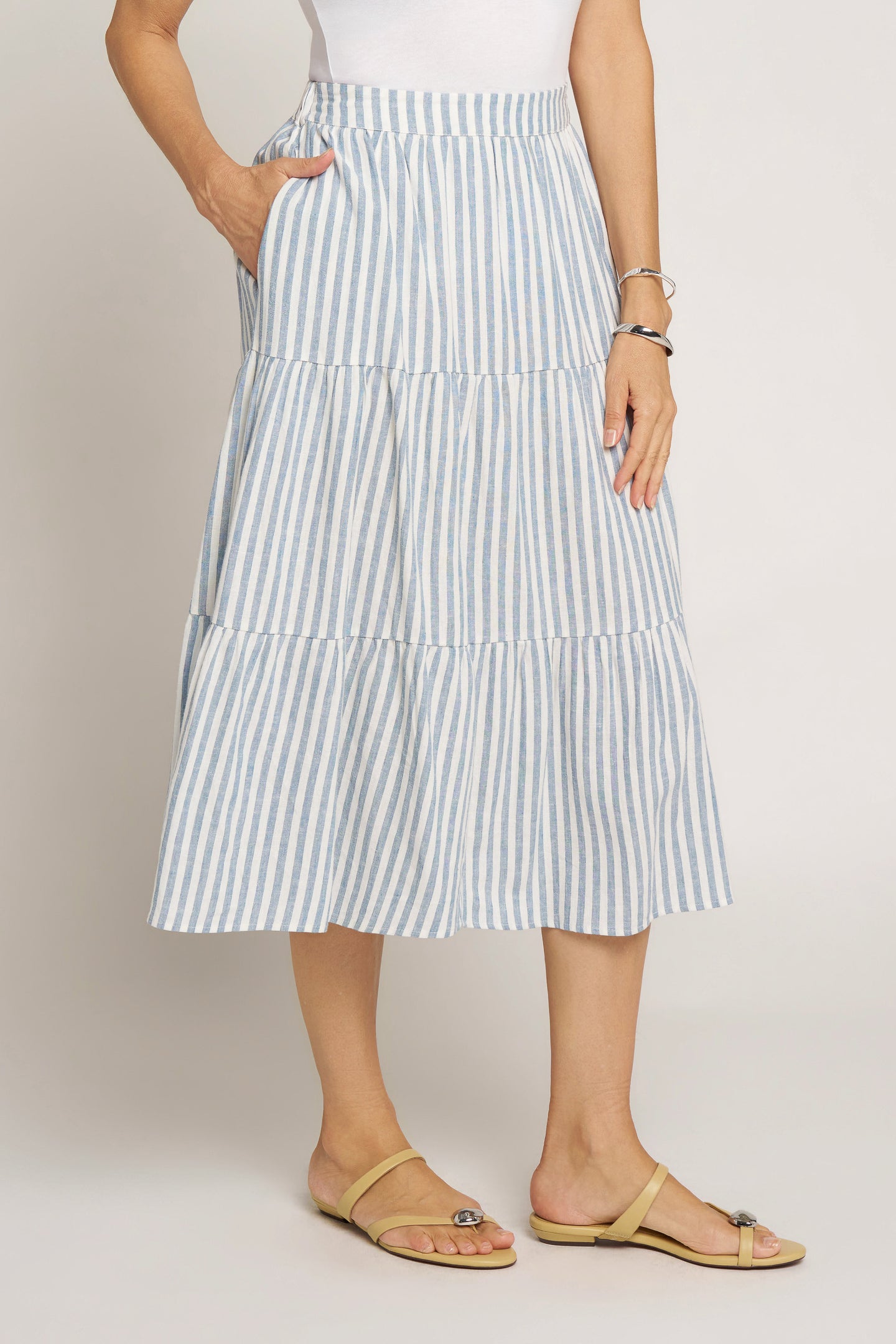 EMORY TIERED SKIRT - DENIM