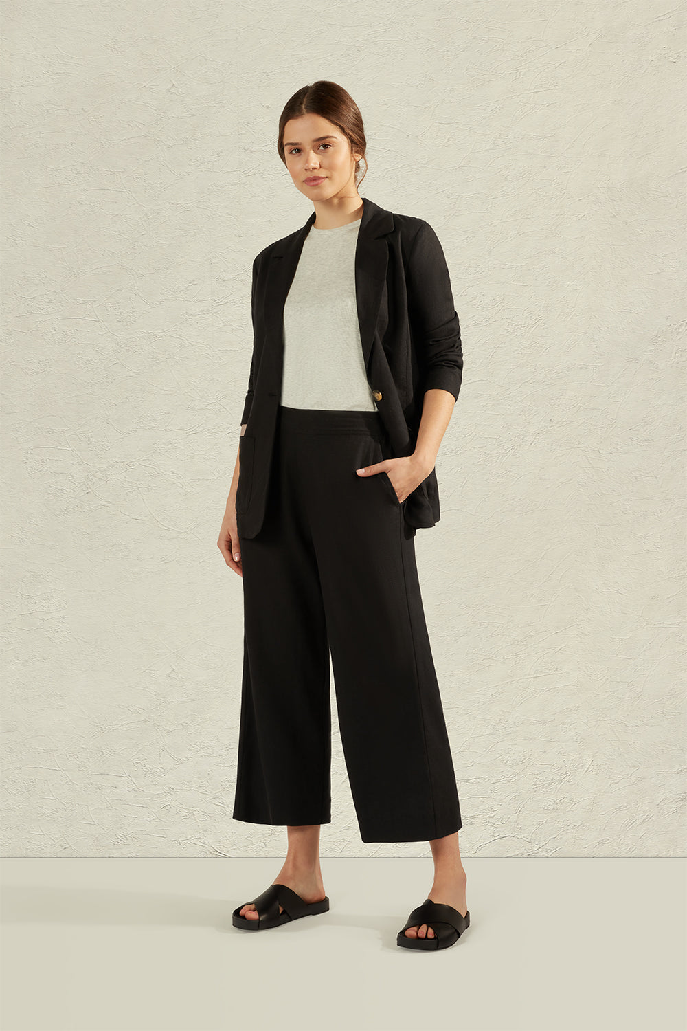 MAGNOLIA LINEN CULOTTE - BLACK