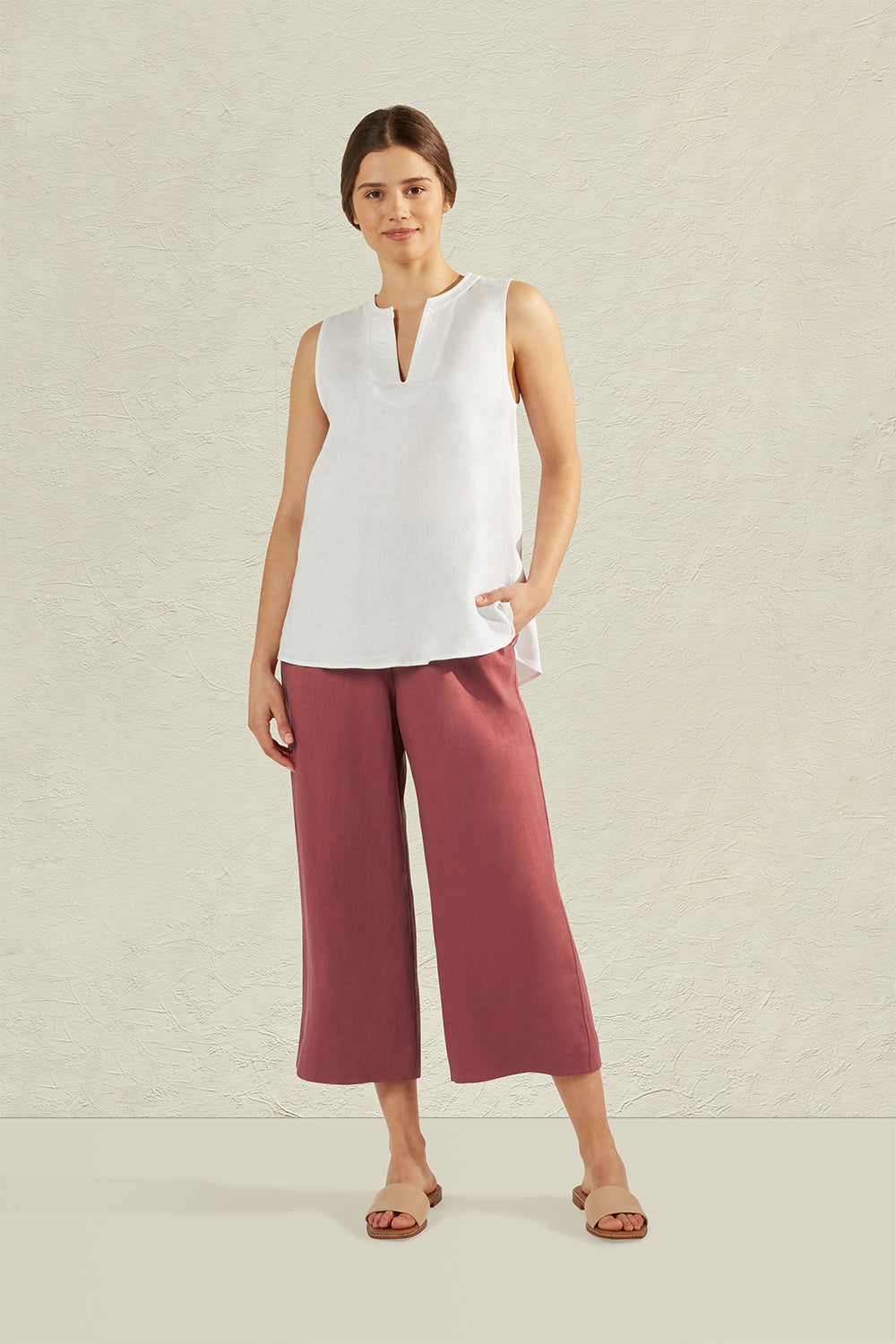 MAGNOLIA LINEN CULOTTE - ROSEWOOD