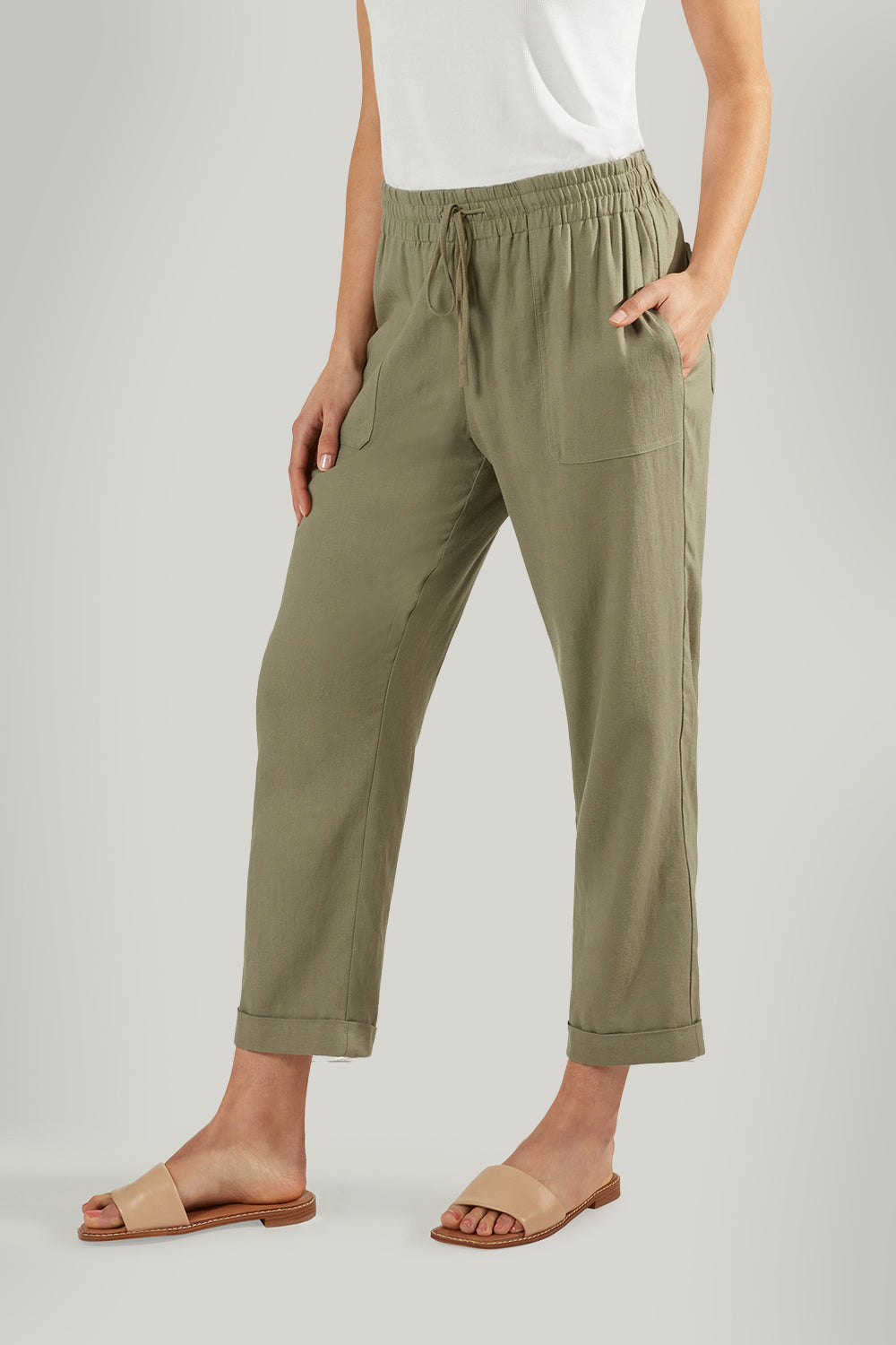 LAUREL LINEN PANT - MOSS