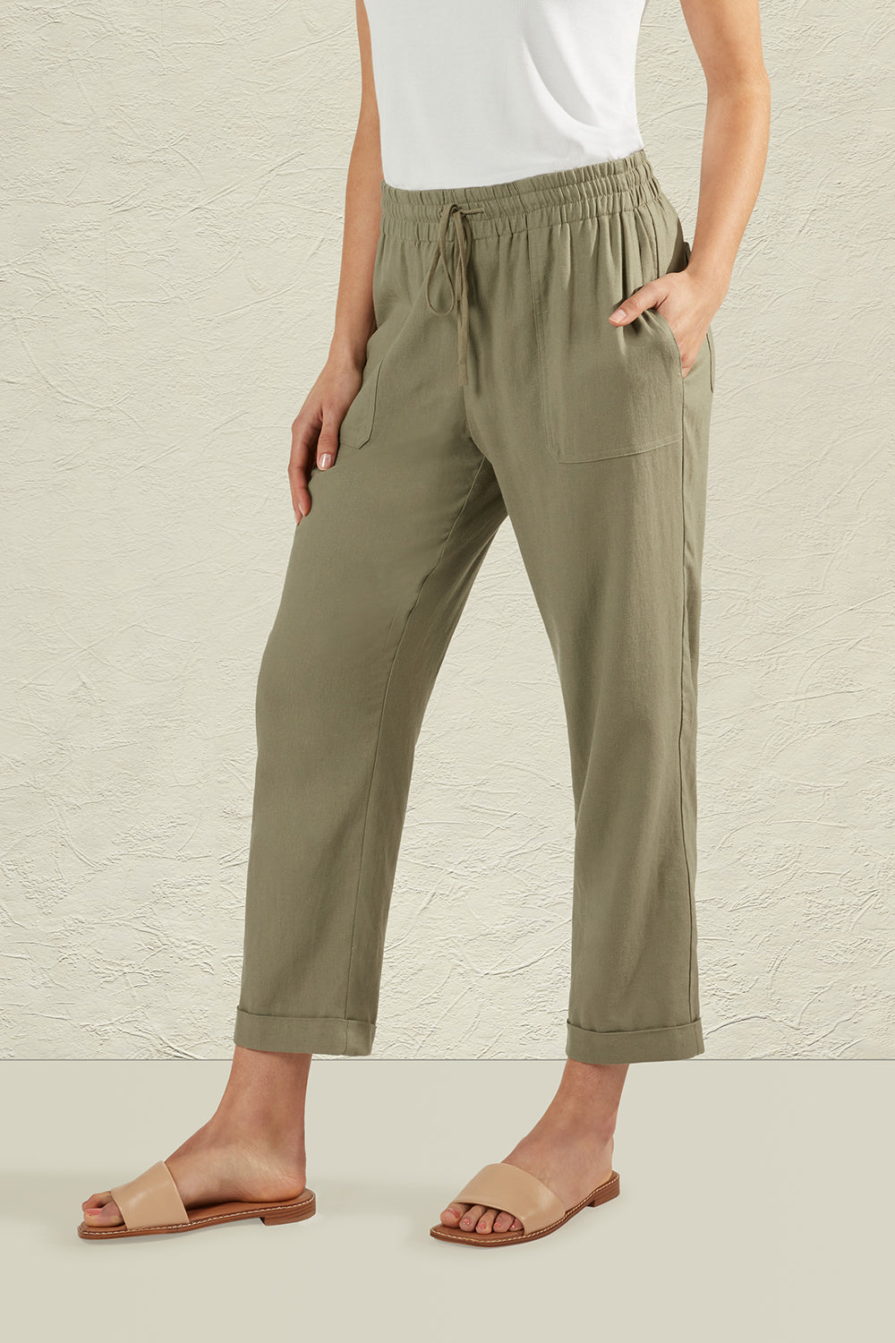 LAUREL LINEN PANT - MOSS