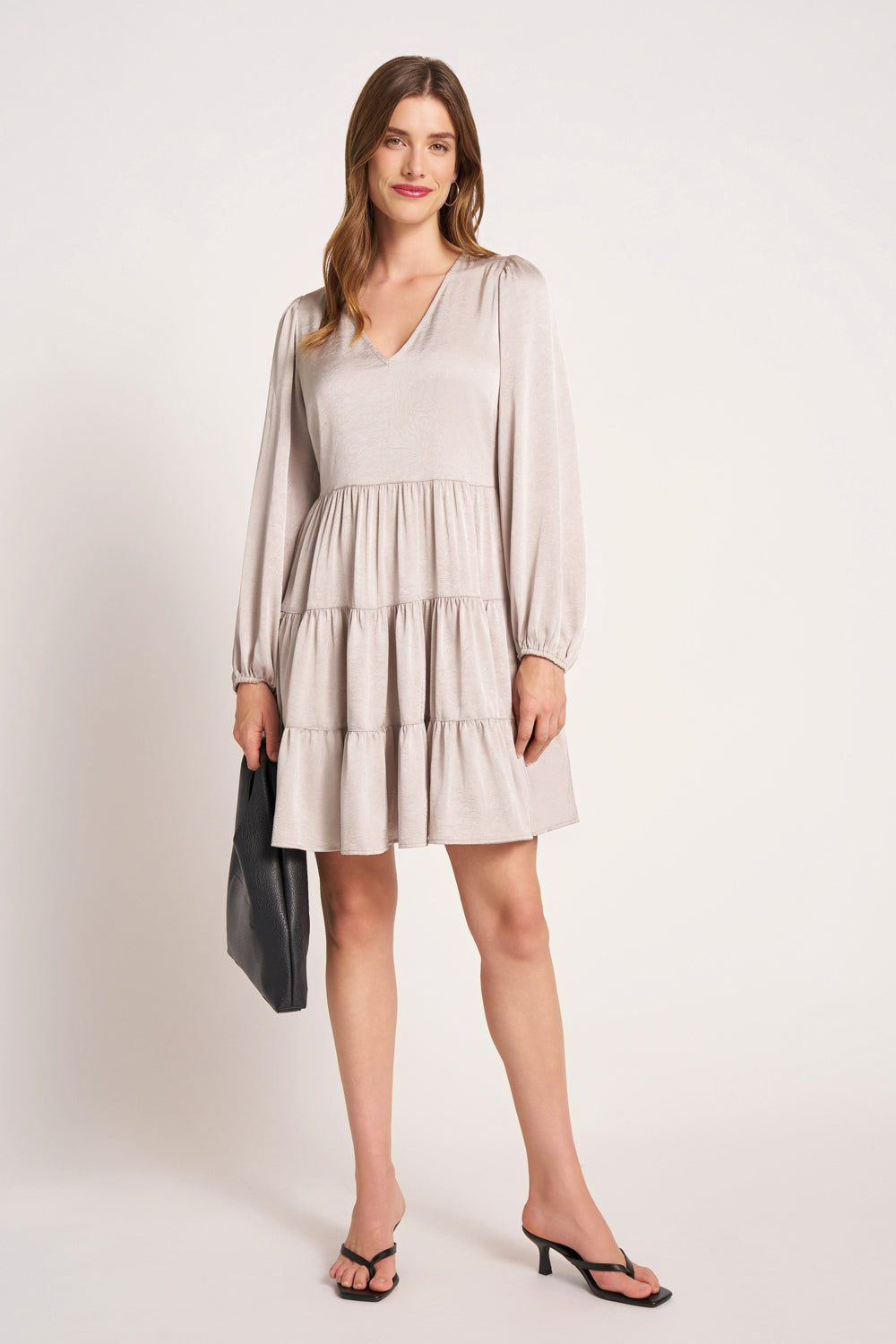 PROVENCE L/S TIERED DRESS - SAND