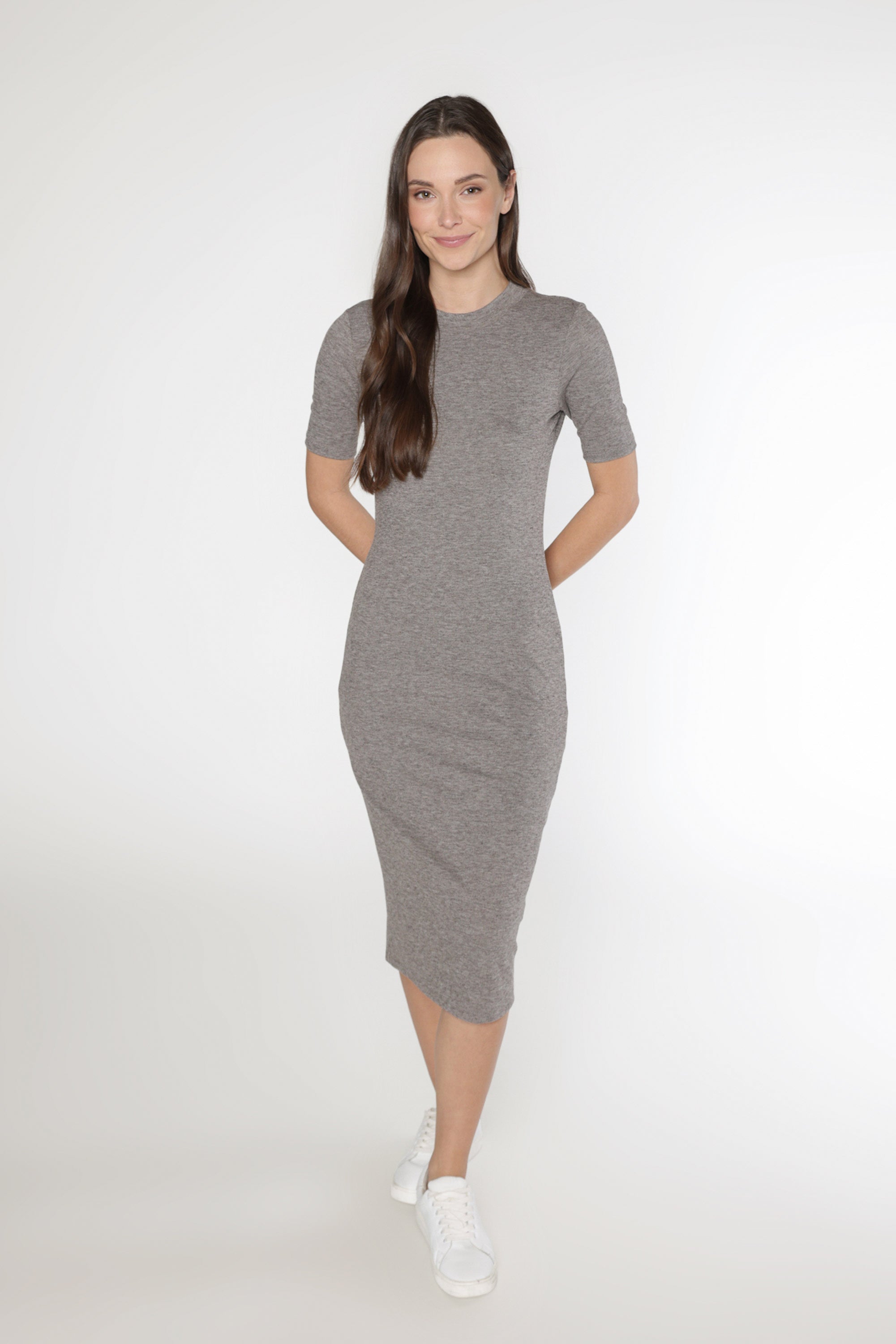 HUDSON MIDI DRESS - H PEBBLE