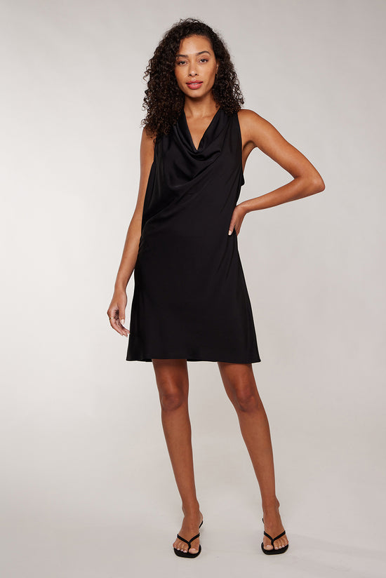 EMMIE COWL NECK DRESS - BLACK