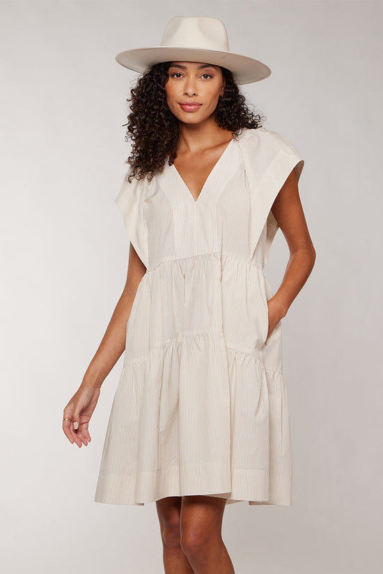 KEELY TIERED DRESS - BEIGE