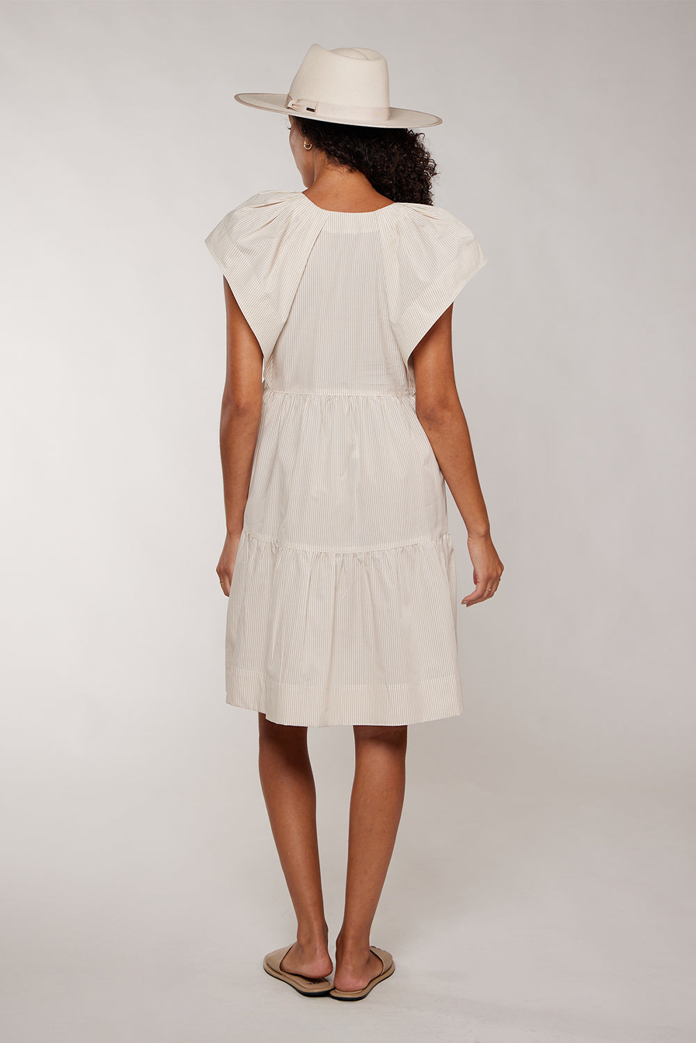 KEELY TIERED DRESS - BEIGE