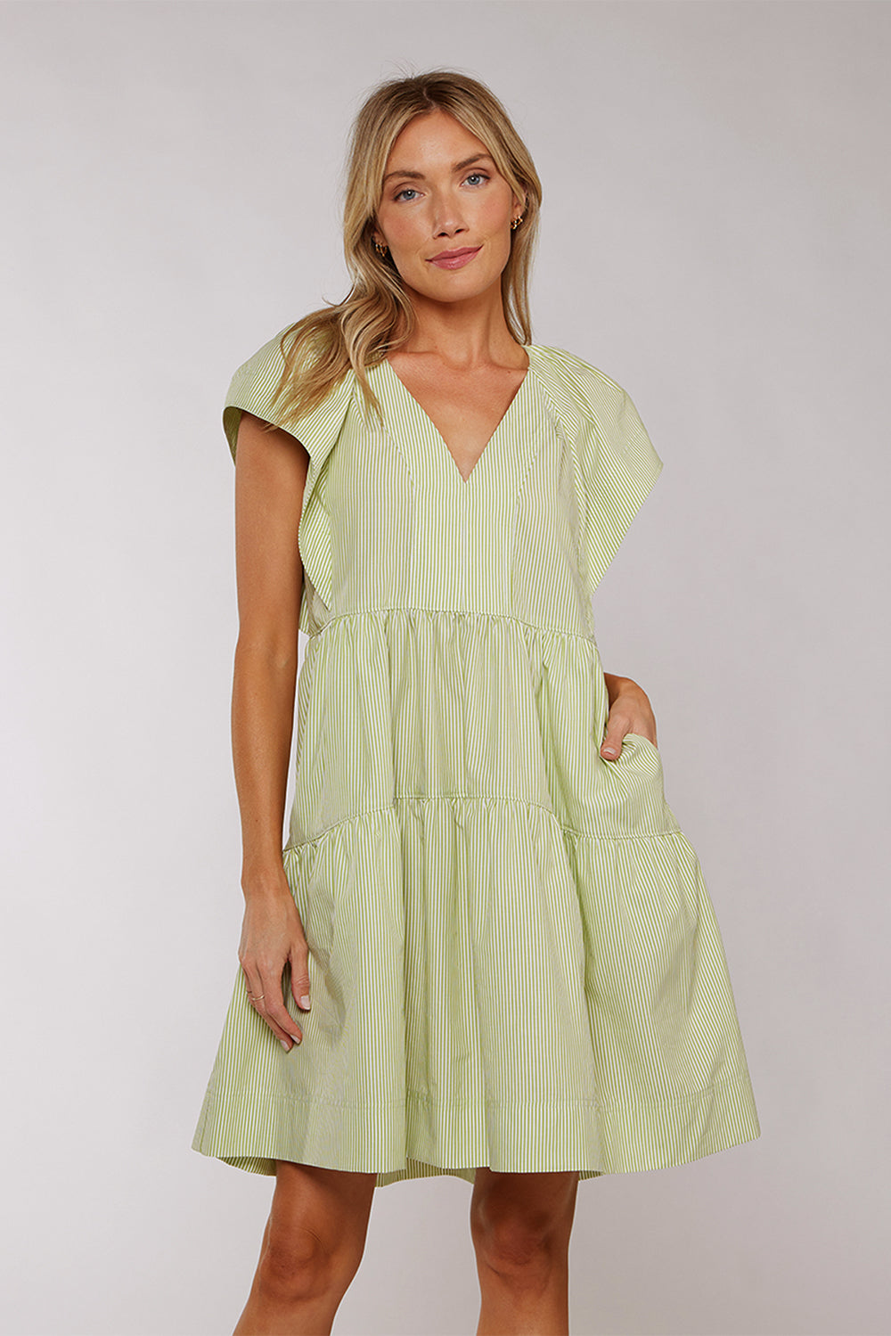 KEELY TIERED DRESS - LIME