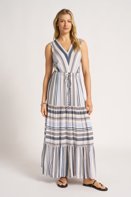 STAV MAXI DRESS - NAVY/WHITE