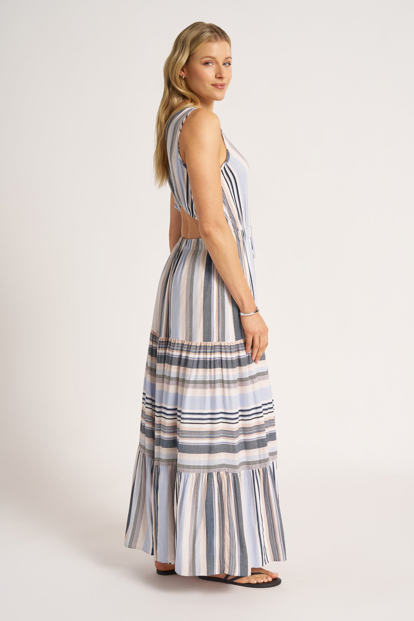 STAV MAXI DRESS - NAVY/WHITE