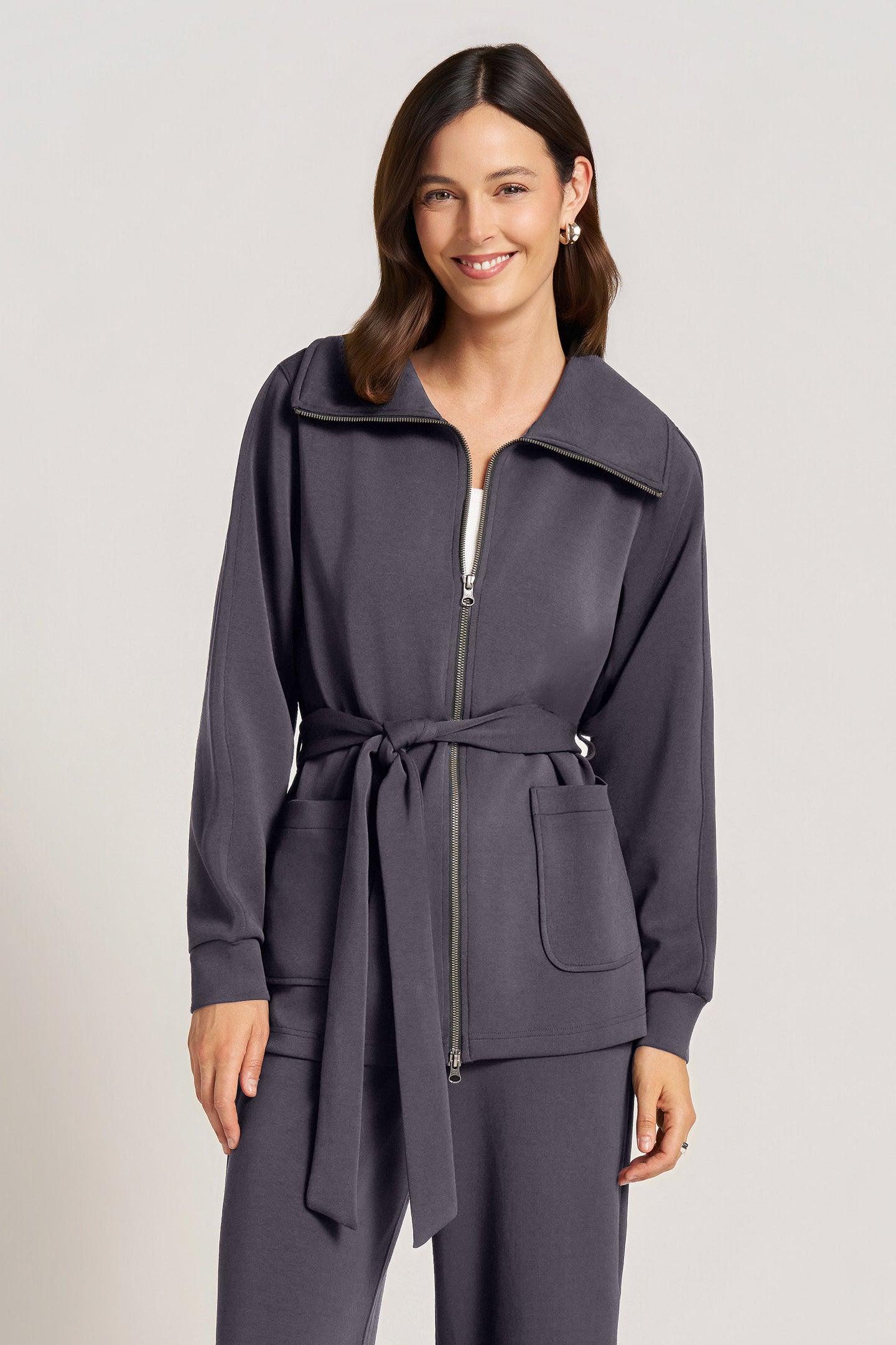 PENNY FEATHER FLEX COAT - GRAPHITE