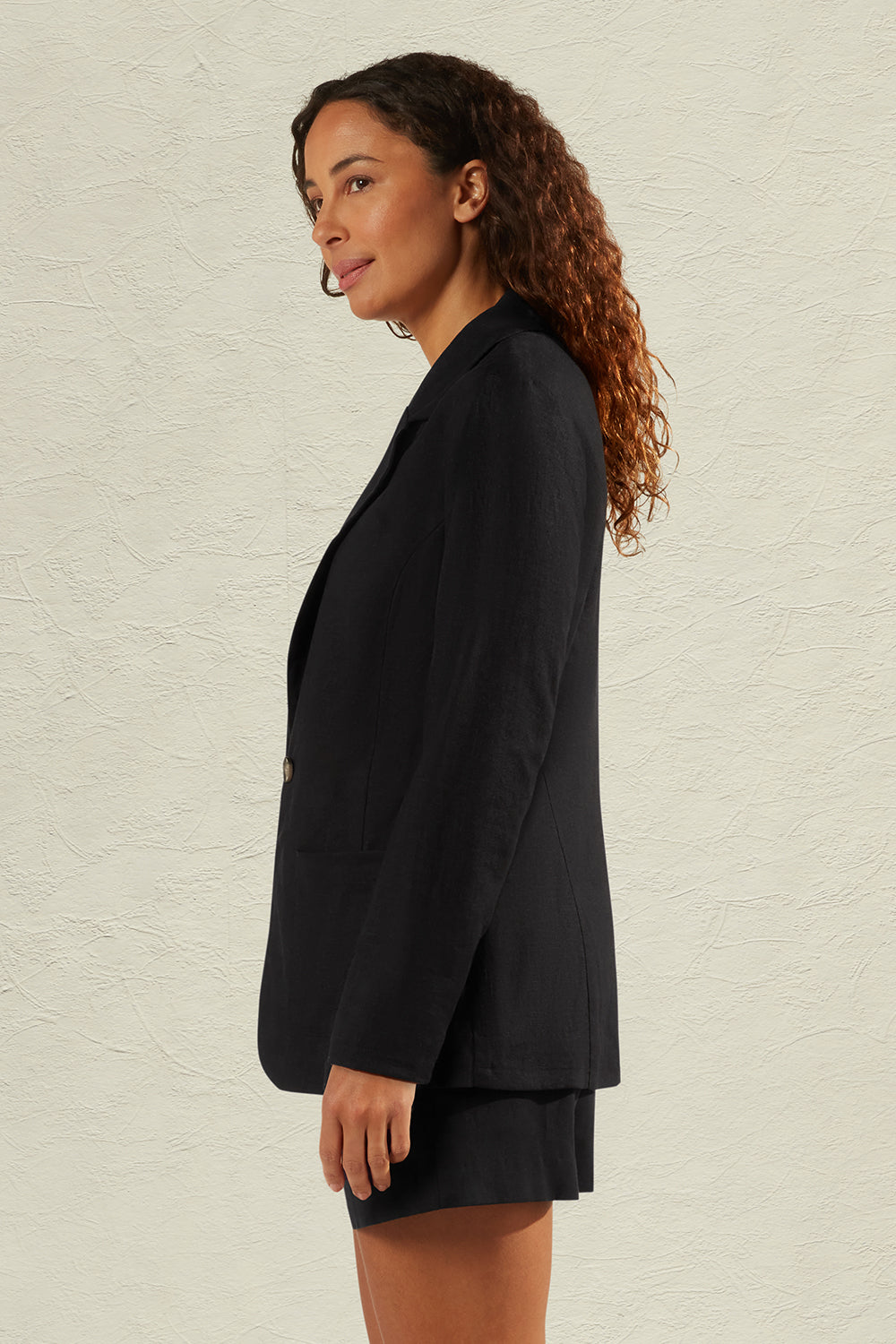 BRONSON LINEN BLAZER - BLACK