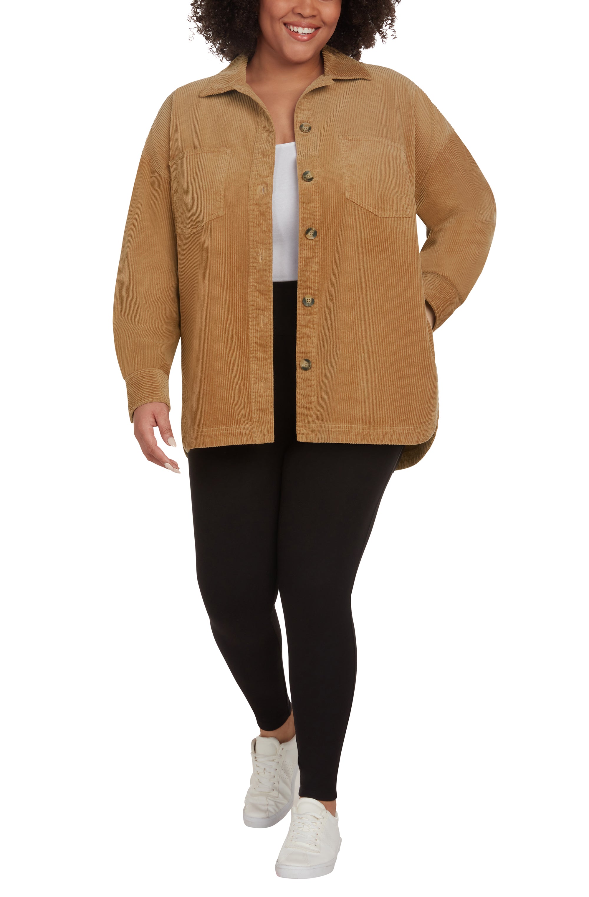 Cotton Corduroy Shirt Jacket For Women - BROWN