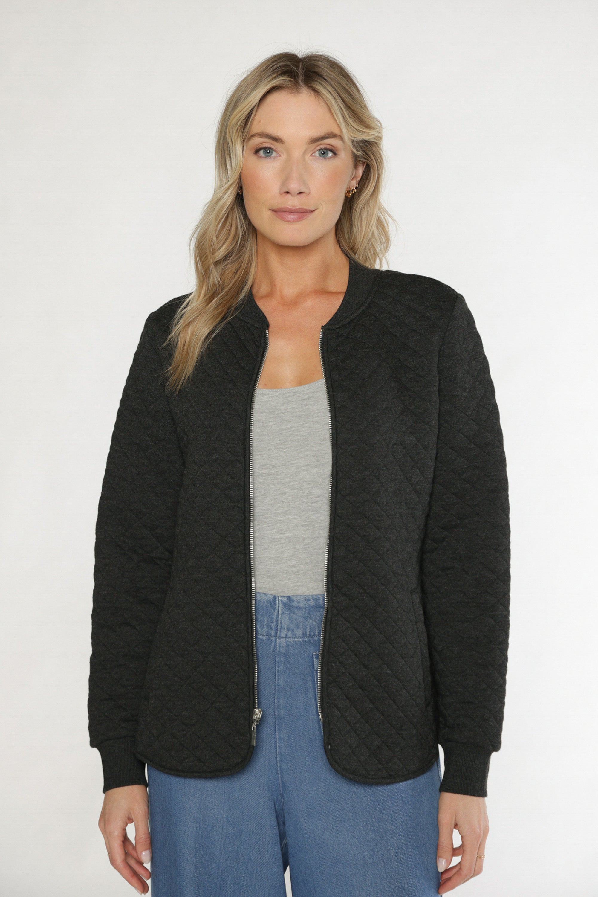 GWEN QUILTED JACKET - HTHR CHARCOAL