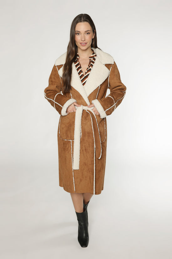 MICHELLE SHERPA TRENCH COAT - CAMEL