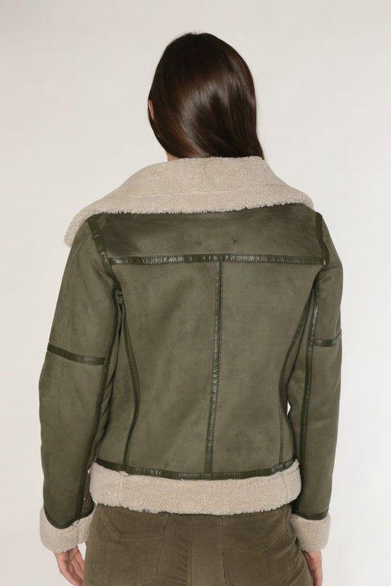 MARIA BELTED SUEDE JACKET - OLIVE