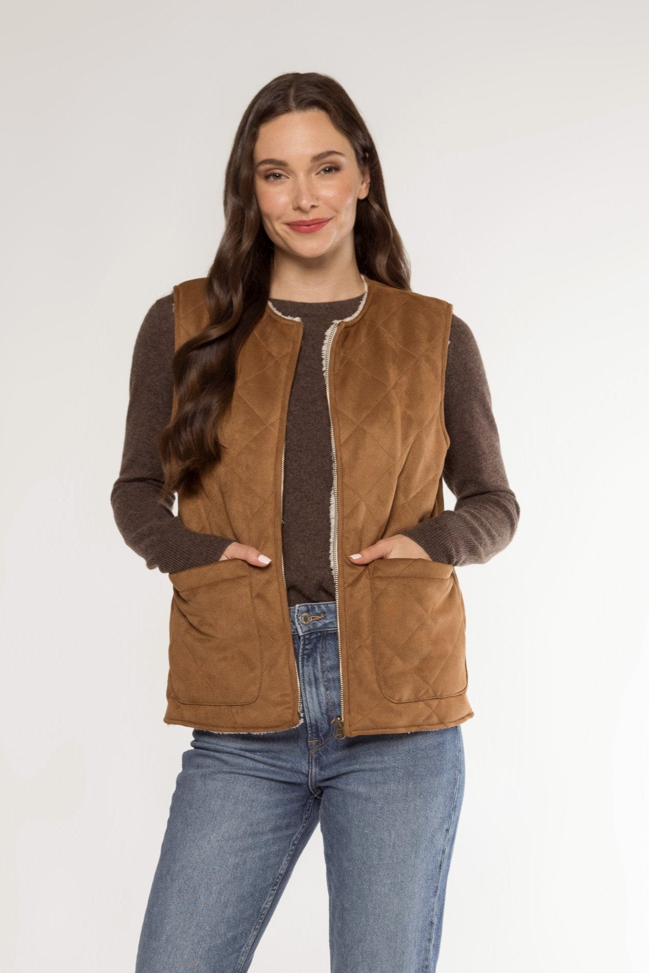 SHEA SHERPA VEST - CAMEL