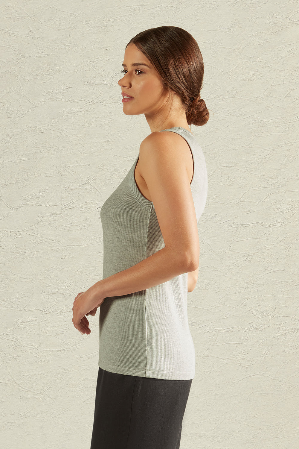 RIBBED TANK - HEATHER PRL GRY