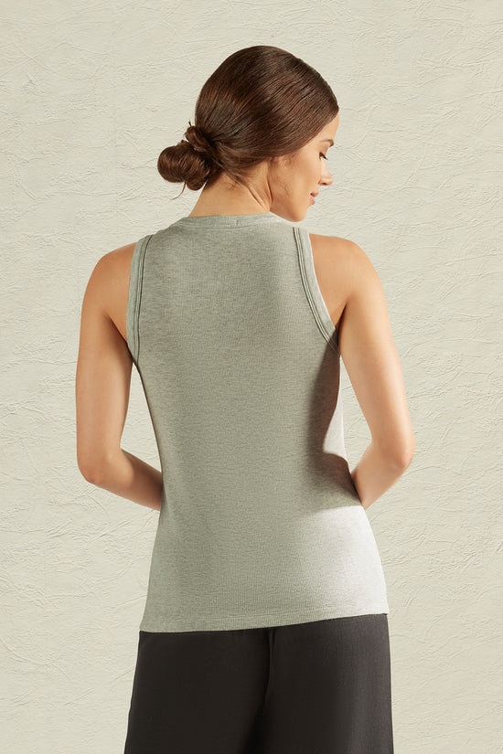 RIBBED TANK - HEATHER PRL GRY