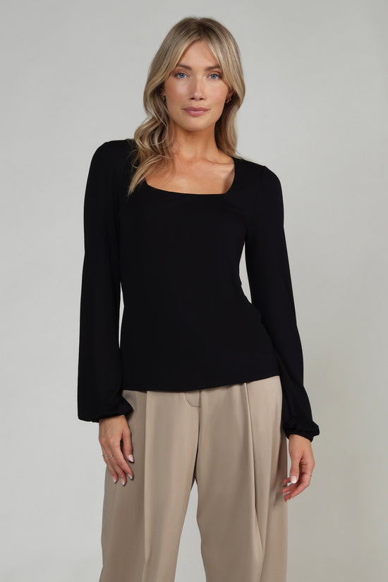 ASHLEY SQUARE NECK TOP - BLACK