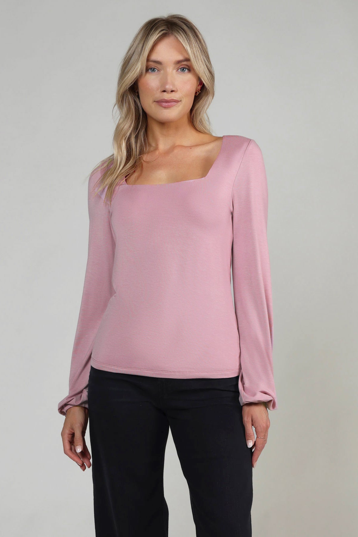 ASHLEY SQUARE NECK TOP - MAUVE