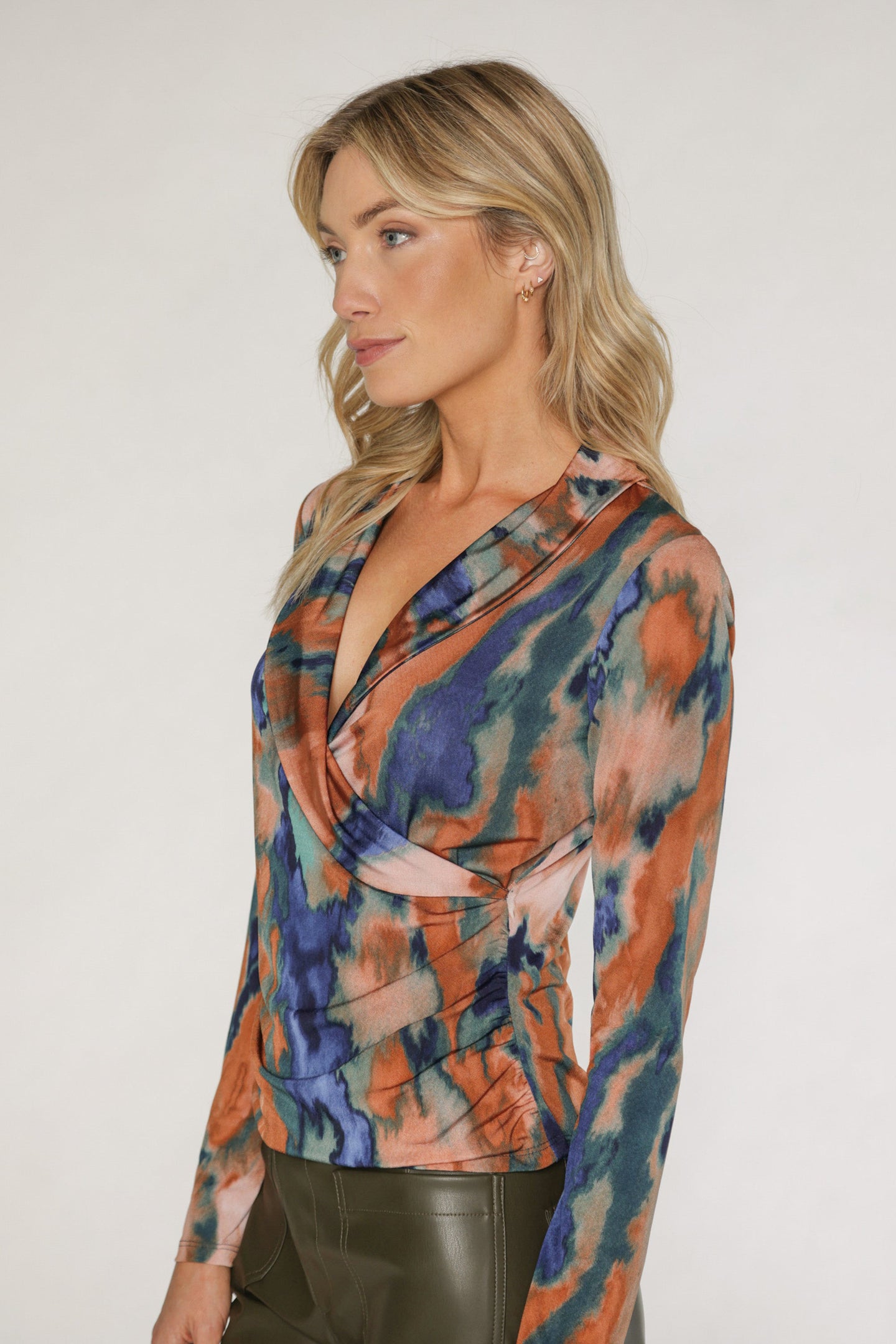 PRESCOTT DRAPED TOP - RUST/TEAL