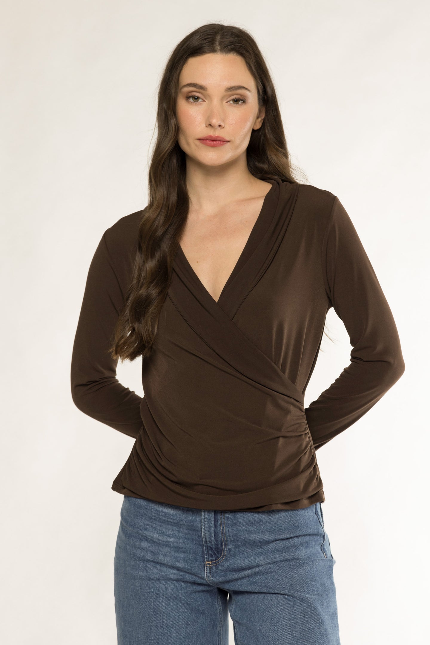 PRESCOTT DRAPED TOP - BROWN