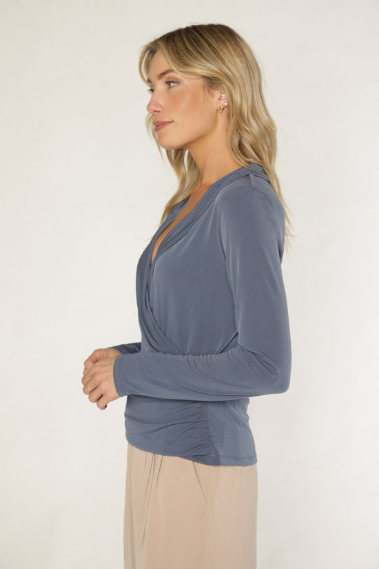 PRESCOTT DRAPED TOP - SLATE