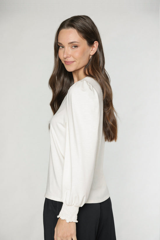 KATY V-NECK TOP - IVORY