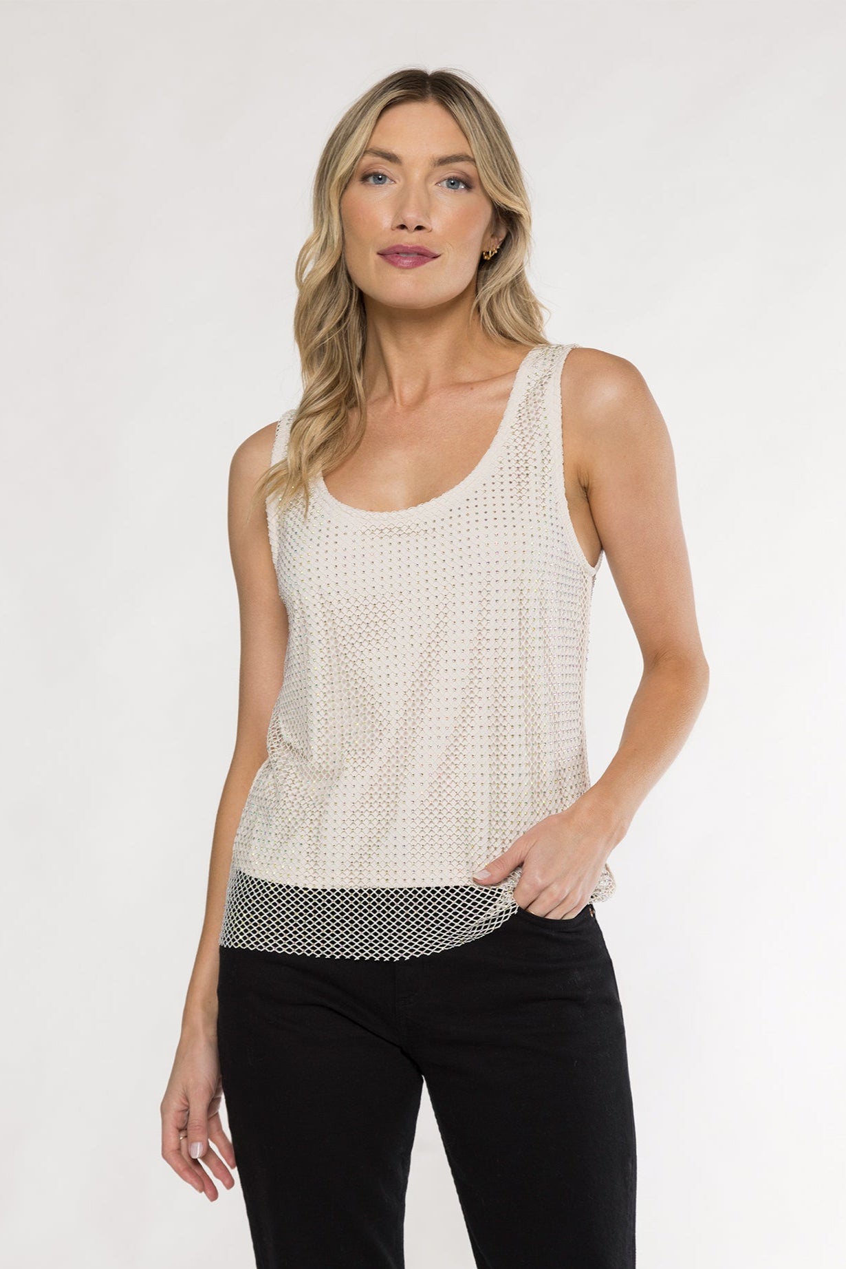 HADLEY RHINESTONE TANK - NATURAL