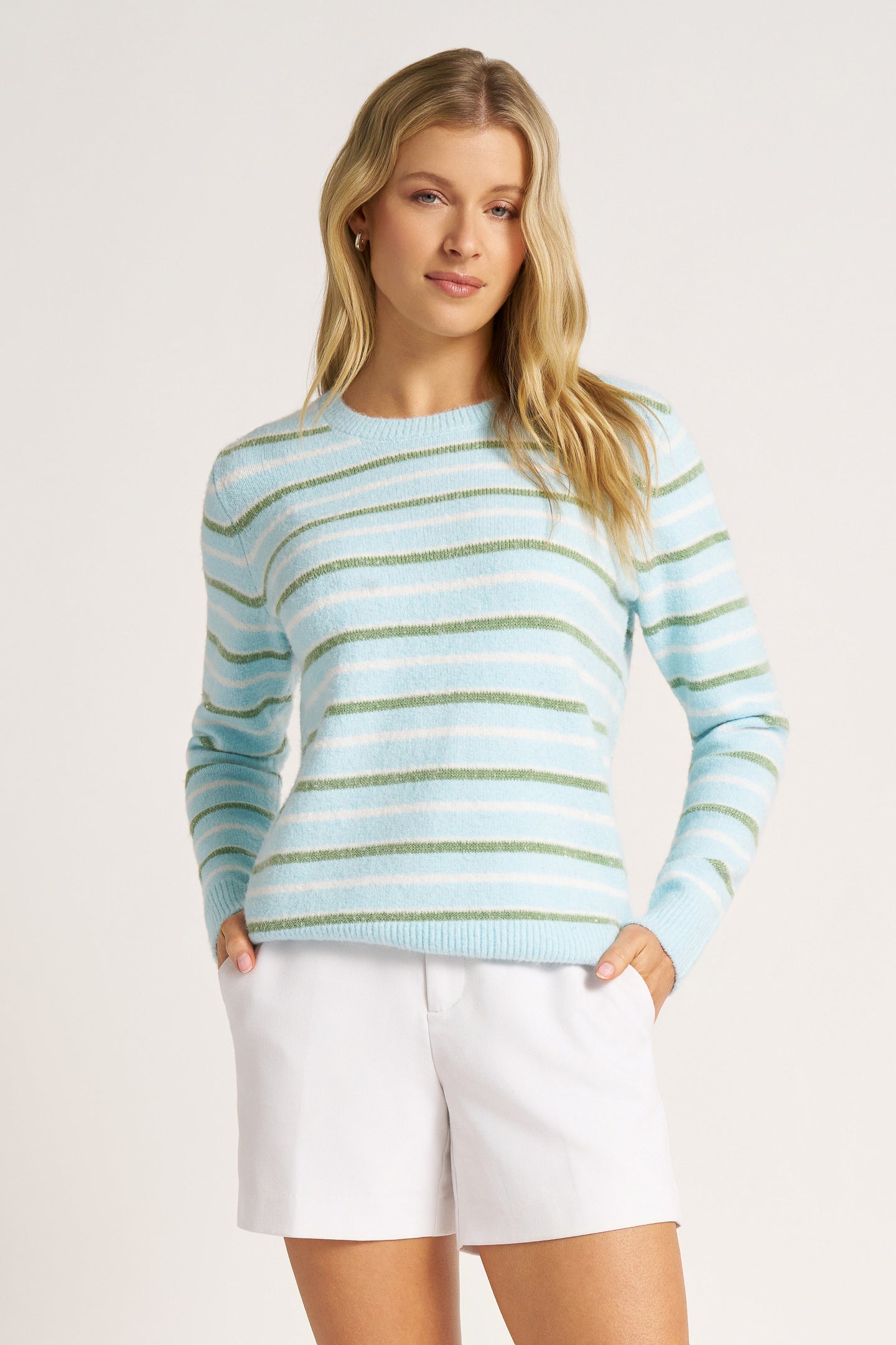 SOPHIA STRIPE SWEATER - SKY/SAGE