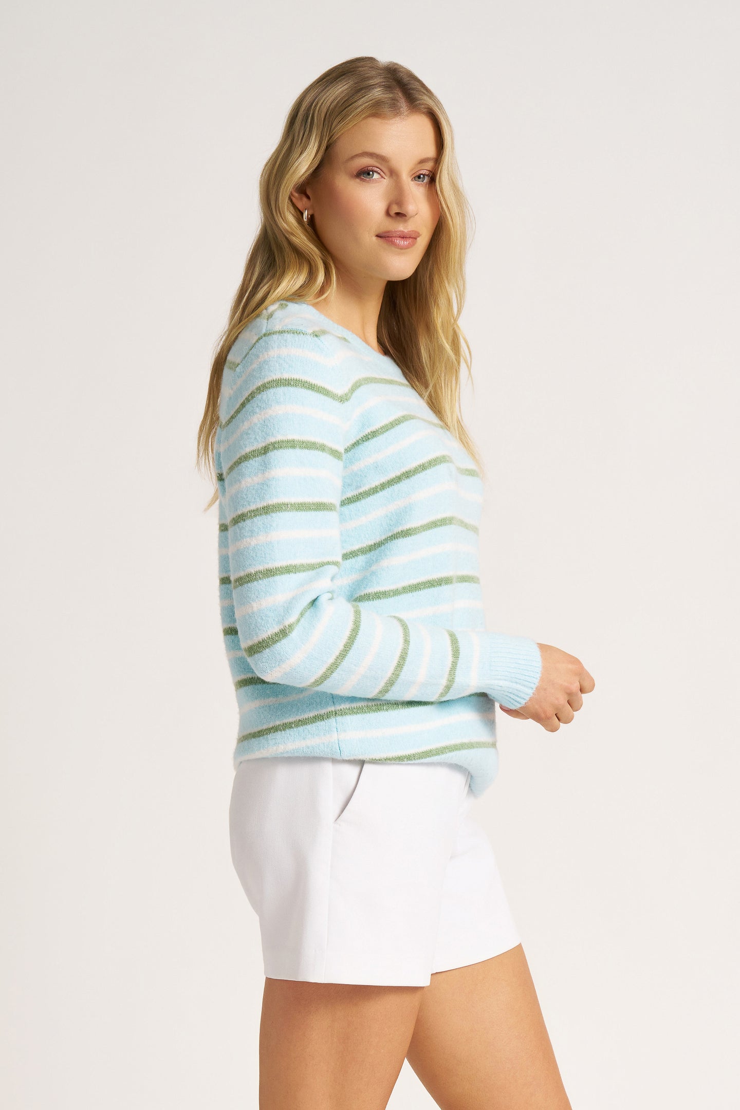 SOPHIA STRIPE SWEATER - SKY/SAGE