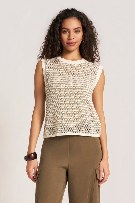 BROOKSIDE CROCHET VEST - NATURAL/SAGE