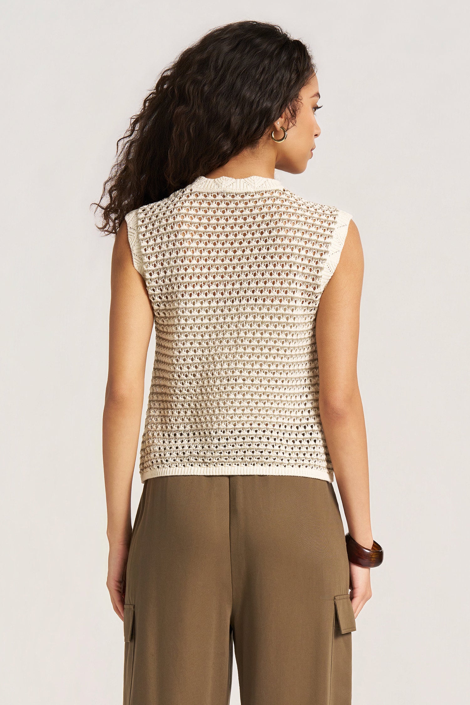 BROOKSIDE CROCHET VEST - NATURAL/SAGE – mattym