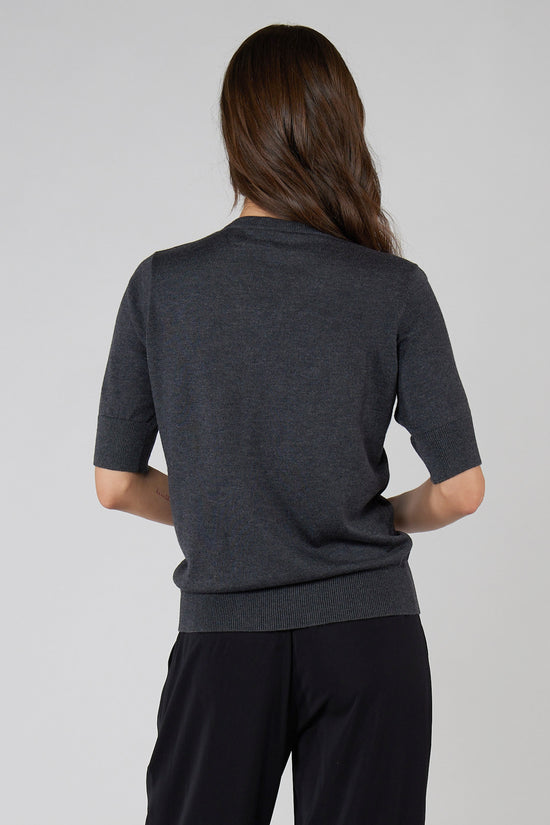 FRANKLIN SHORT SLEEVE SWEATER - HTHR CHARCOAL