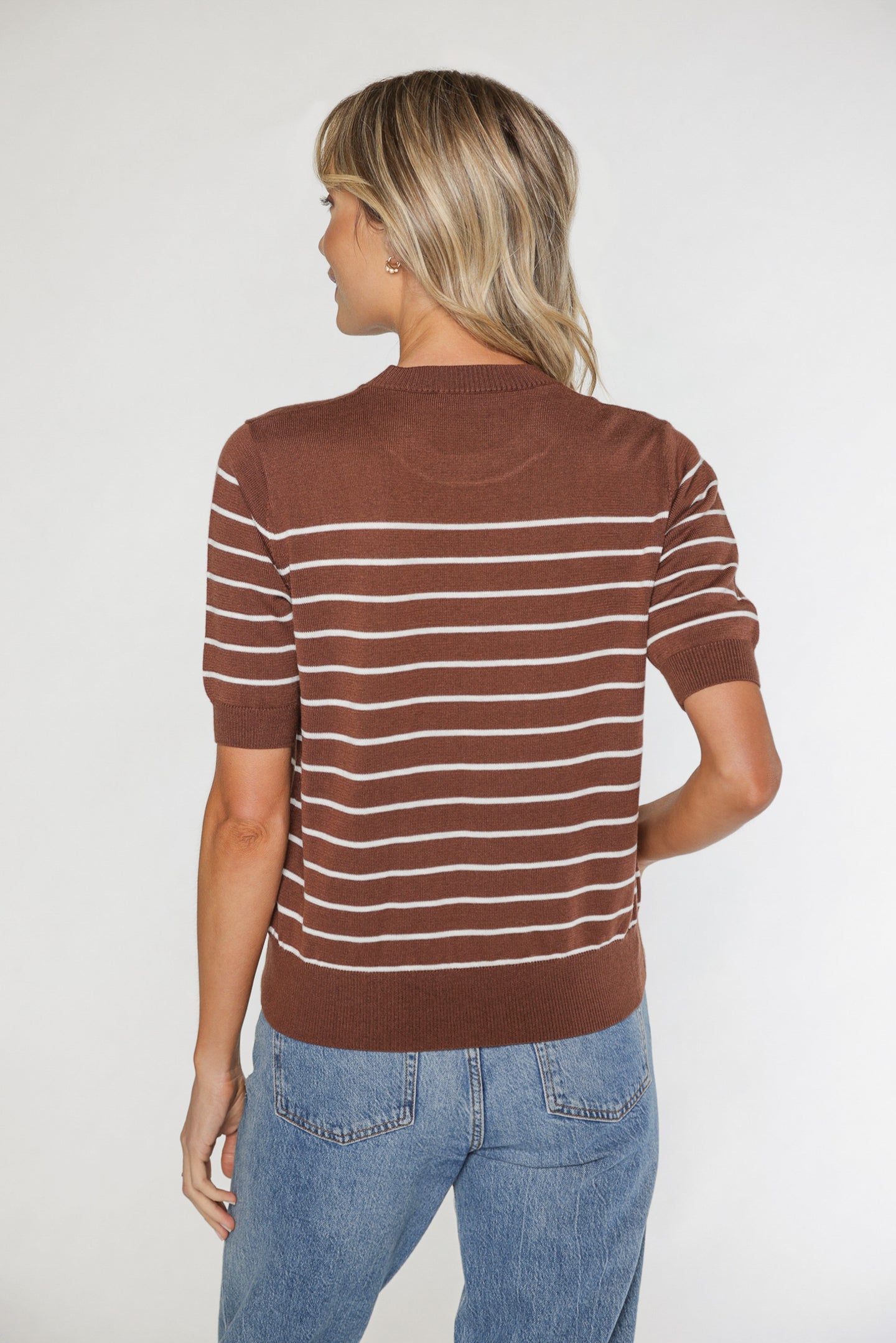 CLAIRE SHORT SLEEVE SWEATER - CHOCOLATE